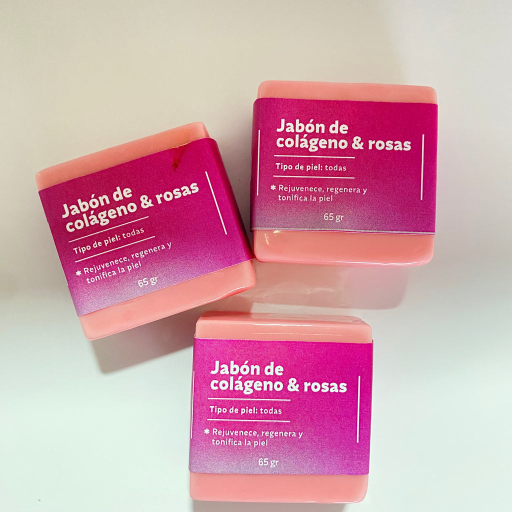 Jabón Facial de Colágeno y Rosas