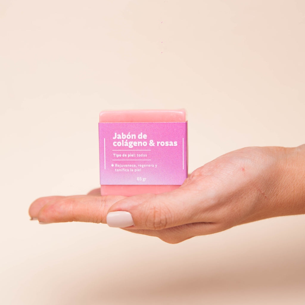 Jabón Facial de Colágeno y Rosas