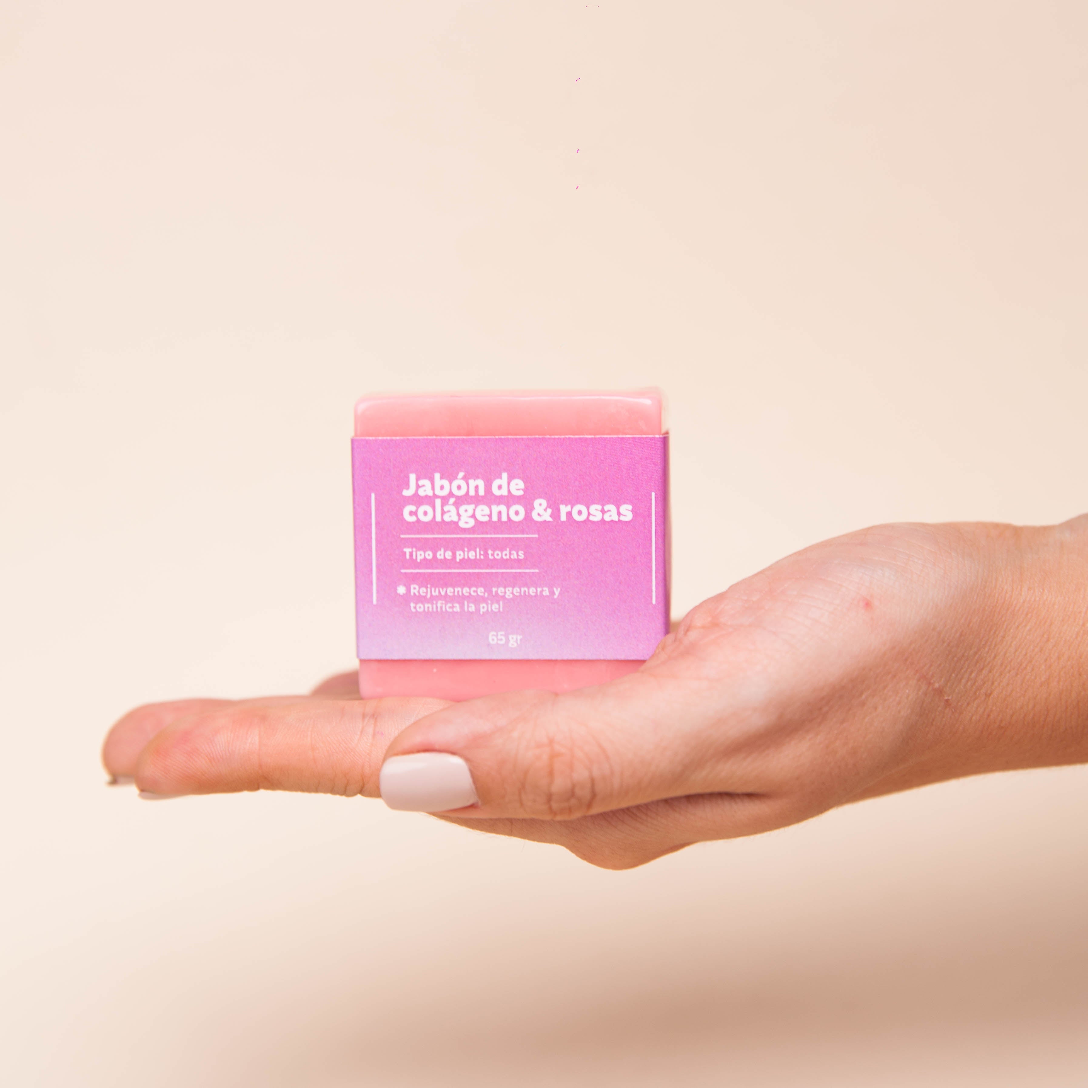 Jabón Facial de Colágeno y Rosas