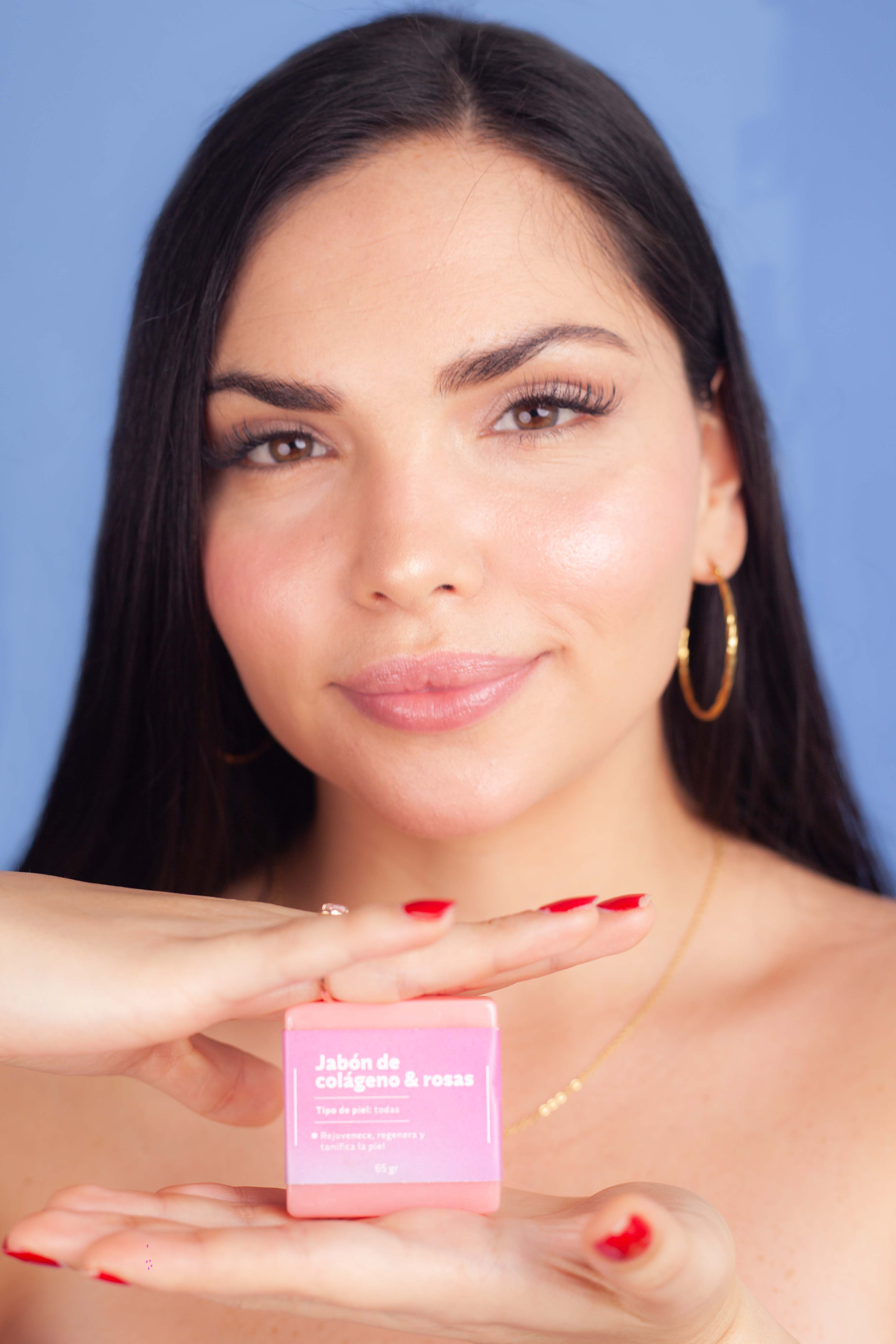 Jabón Facial de Colágeno y Rosas
